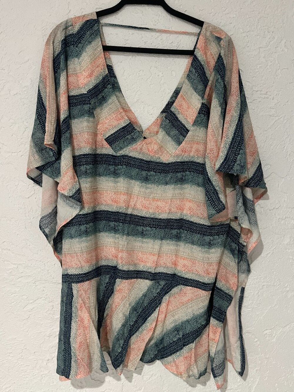 Vix Paula Hermanny Striped Caftan Beach Cover-Up Tunic S 100% Rayon
